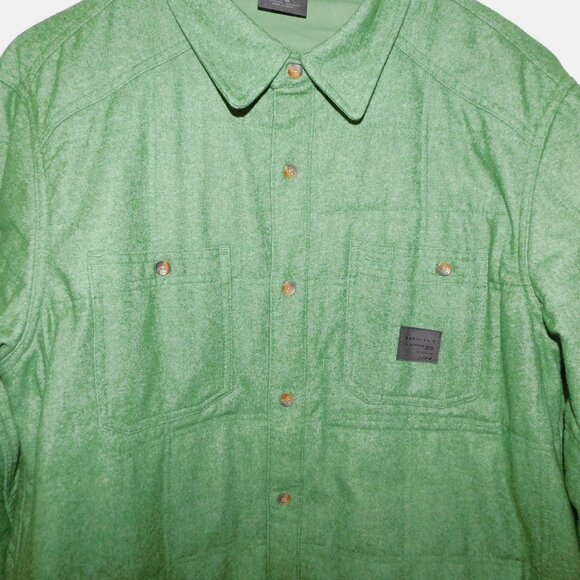 OAKLEY Mens L Green Wool Blend Quilted Collared Shirt Jacket Shacket - Picture 10 of 15